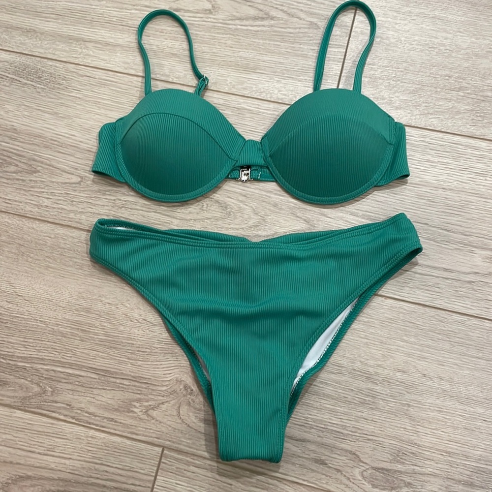 Shein 2-piece swimsuit, dark green, size small
